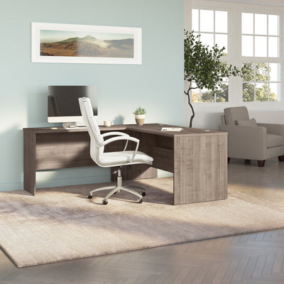 65" L-Shaped Desk in Gray Maple Woodgrain