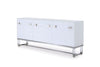 79" White Lacquer Storage Credenza with Elegant Handles