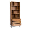 86" Tall Solid Mango Wood Bookcase with Drawers