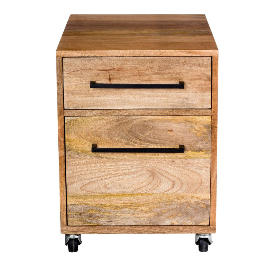 Solid Mango Wood Two Drawer Mobile File Cabinet