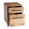 Solid Mango Wood Two Drawer Mobile File Cabinet