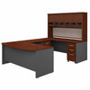 72" Hansen Cherry Bow Front U-Desk with Hutch and Storage