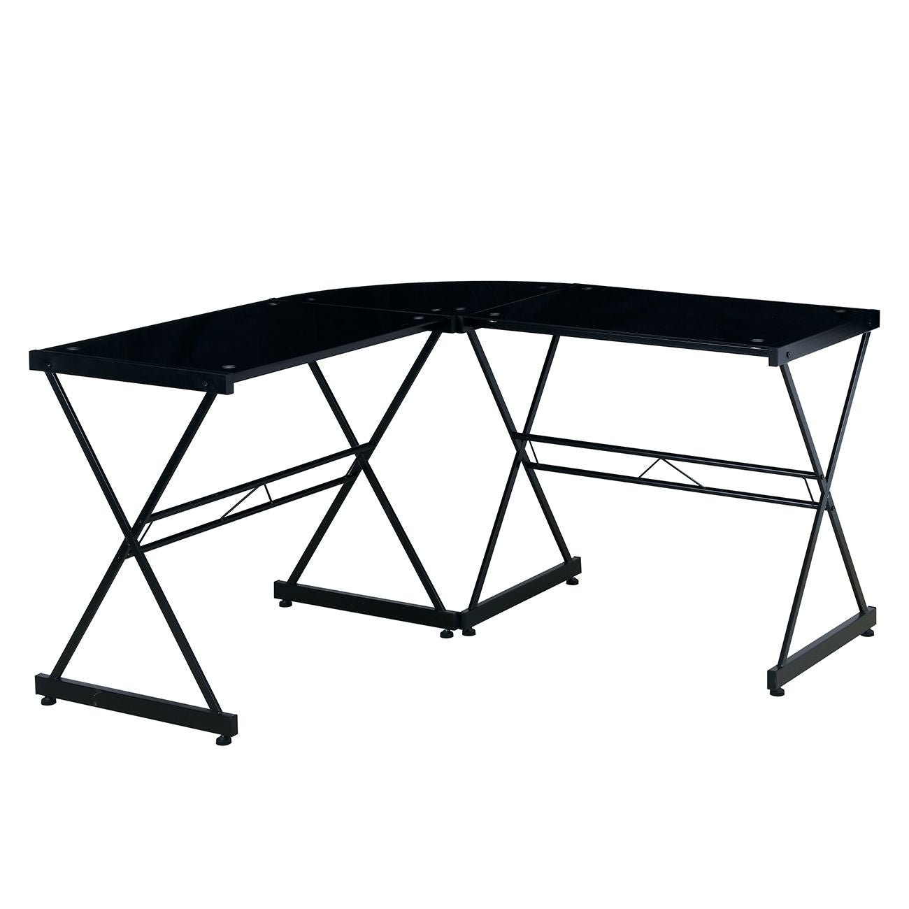 51" L-Shaped Wire Frame Black Desk