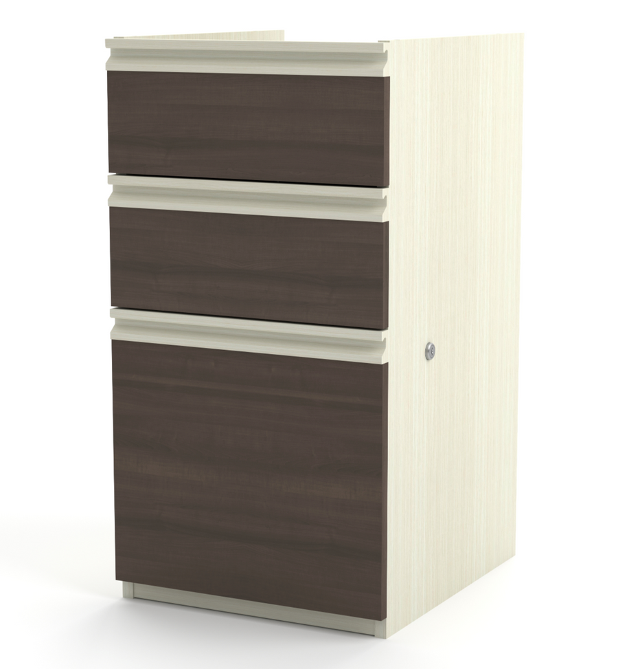 Add-on Pedestal for Under Desk in White Chocolate & Antigua