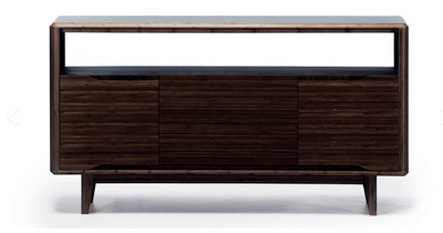 Solid Bamboo 60" Modern Executive Desk with Drawer in Black Walnut