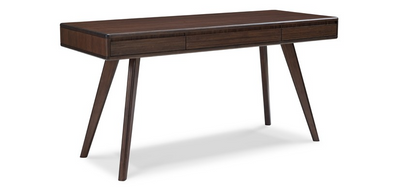 Solid Bamboo 60" Modern Executive Desk with Drawer in Black Walnut