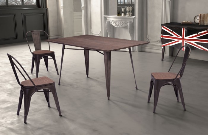 Modern 59" Executive Desk with Steel Legs & Rustic Bamboo Top