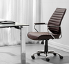 Sleek Espresso Leather & Chrome Office Chair with Padded Armrests