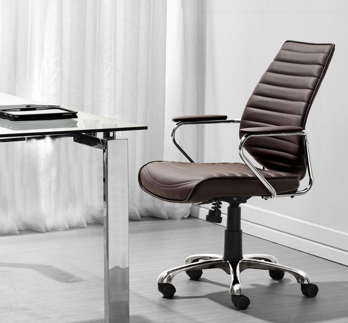 Espresso Leather Desk Chair with Padded Arms by Zuo OfficeDesk