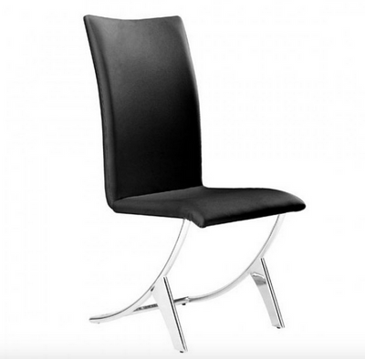 Modern Black Leather Conference / Guest Chair with Chrome Frame (Set of 2)