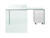 Ultra Chic Glass L-shaped Desk with Included White Cabinet