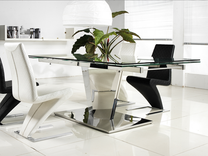 Glass table with white chairs cheap