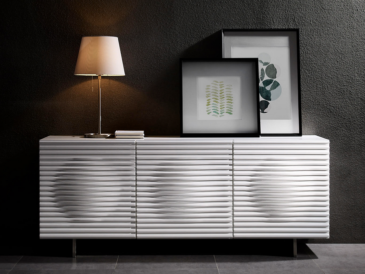 Unique 71" White Lacquer Credenza