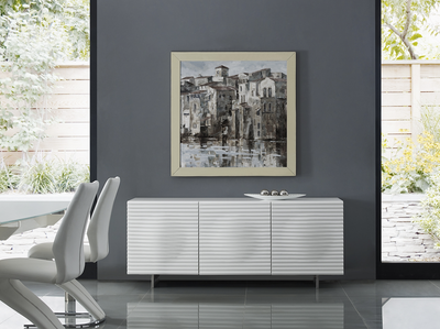 Unique 71" White Lacquer Credenza