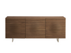 Unique 71" Walnut & Brushed Metal Credenza