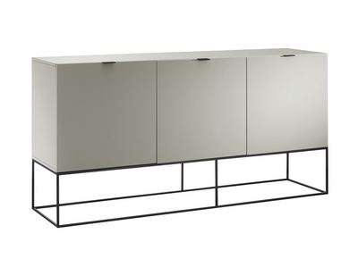 Taupe High Gloss Lacquer 71" Credenza with Black Base