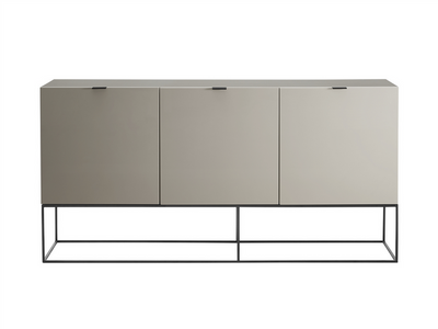 Taupe High Gloss Lacquer 71" Credenza with Black Base