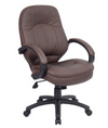 Executive Leather Chair with Padded Armrests in Brown