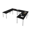 Set of 4 60" Black Desks with Metal Legs