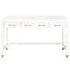 54" Matte White Lacquer & Brushed Brass Executive Desk