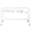 54" Matte White Lacquer & Brushed Brass Executive Desk