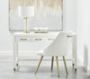 54" Matte White Lacquer & Brushed Brass Executive Desk