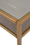 49" Brushed Gold & Faux Shagreen Resin Desk with Glass Top