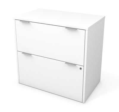 48" White Sit-Stand Desk with 71" Storage Credenza & Hutch