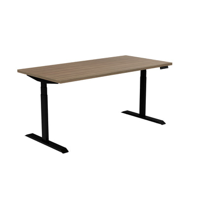 48" Teak Woodgrain Adjustable Height Desk with Broad Base