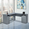 60" Gray L-Desk with Dual Cabinets