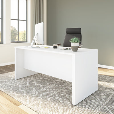 65" Executive Desk with Cord Management Grommets in White