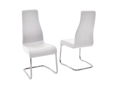 Italian White Leather & Chrome Guest or Conference Chair (Set of 2)