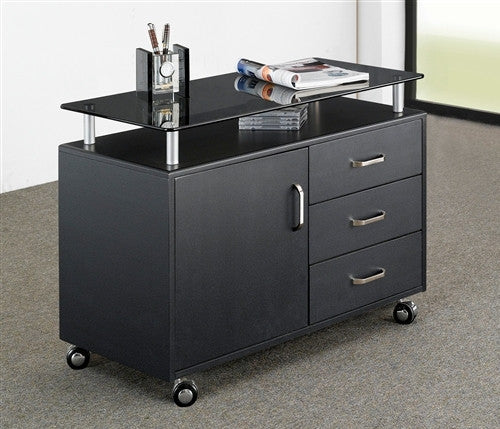 Compact Workstation with Storage and Optional Printer Stand in Espresso
