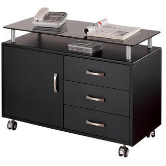 Graphite Mobile Printer Stand with Smoked Glass Top