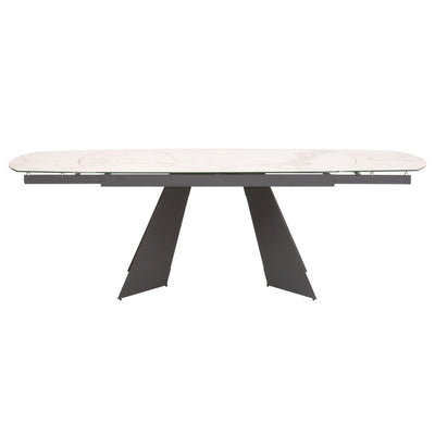 63" - 95" White Ceramic Conference Table with Dark Gray Steel Base