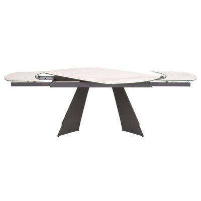 63" - 95" White Ceramic Conference Table with Dark Gray Steel Base
