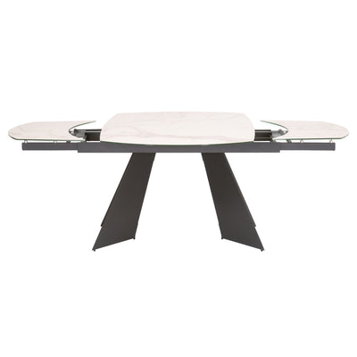 63" - 95" White Ceramic Conference Table with Dark Gray Steel Base