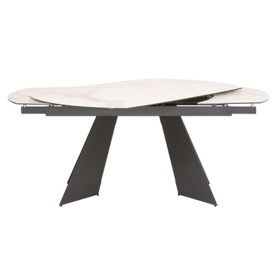 63" - 95" White Ceramic Conference Table with Dark Gray Steel Base