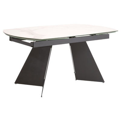 63" - 95" White Ceramic Conference Table with Dark Gray Steel Base