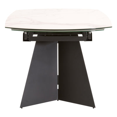 63" - 95" White Ceramic Conference Table with Dark Gray Steel Base