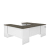 White & Walnut Gray Modern U-shaped Desk