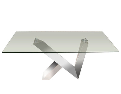 72" Modern Glass Executive Desk with V-Shaped Chromed Steel Base