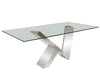 72" Modern Glass Executive Desk with V-Shaped Chromed Steel Base