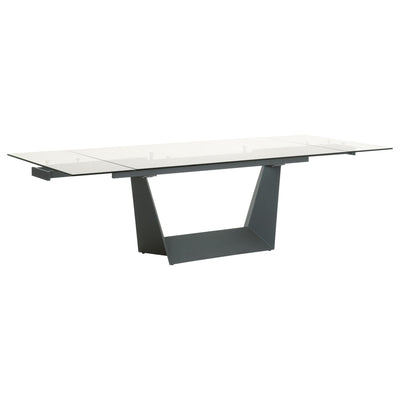 71" - 106" Clear Glass & Matte Dark Gray Steel Conference Table