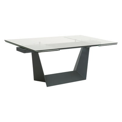 71" - 106" Clear Glass & Matte Dark Gray Steel Conference Table