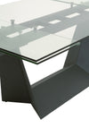 71" - 106" Clear Glass & Matte Dark Gray Steel Conference Table