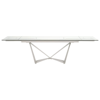 Modern 71" - 107" Glass & Matte Gray Steel Conference Table