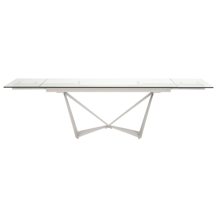 Modern 71" - 107" Glass & Matte Gray Steel Conference Table