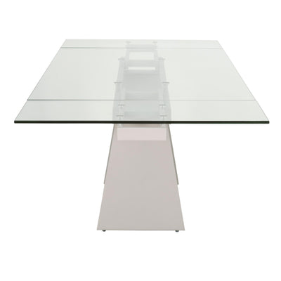 Modern 71" - 107" Glass & Matte Gray Steel Conference Table