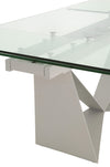 Modern 71" - 107" Glass & Matte Gray Steel Conference Table